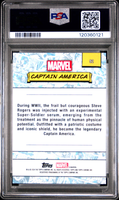 Captain America 2024 Marvel Sapphire #92 PSA 10 Gem Mint