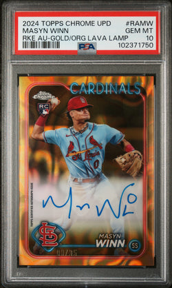 Masyn Winn 2024 Topps Chrome Update Gold/Orange Lava Lamp Auto #9/35 PSA 10 Gem Mint