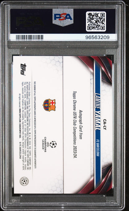Lamine Yamal 2023 Topps Chrome Champions Pink Shimmer Auto #112/250 PSA 10 Gem Mint