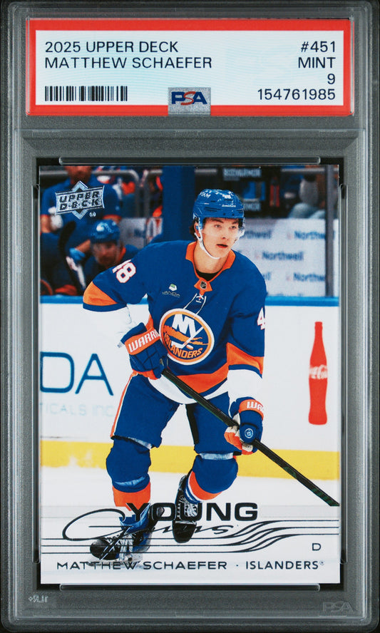 Matthew Schaefer 2025 Upper Deck Rookie #451 PSA 9 Mint 1985