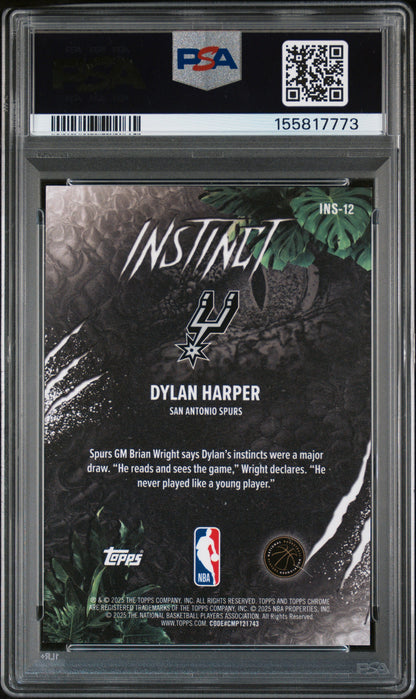 Dylan Harper 2025 Topps Chrome Instinct Red Refractor #3/5 PSA 8 Nm-Mint