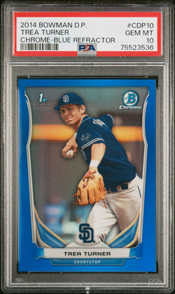 Trea Turner 2014 Bowman Chrome Draft Blue Refractor #298/399 PSA 10 Gem Mint