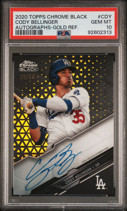 Cody Bellinger 2020 Topps Chrome Black Gold Auto #29/50 PSA 10 Gem Mint