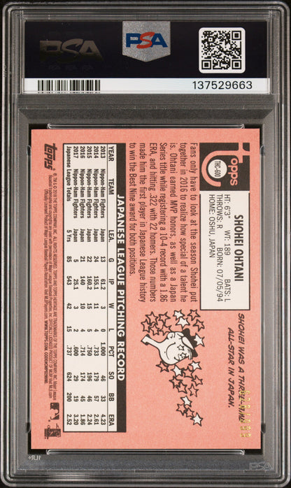 Shohei Ohtani 2018 Topps Heritage Chrome Rookie ##628/999 PSA 10 Gem Mint