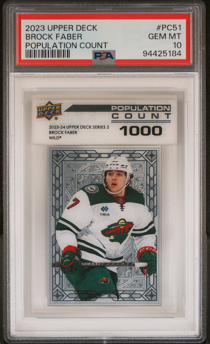 Brock Faber 2023 Upper Deck Population Count 1000 PSA 10 Gem Mint