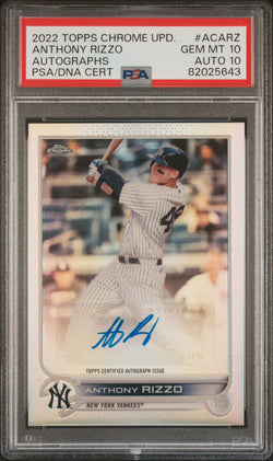 Anthony Rizzo 2022 Topps Chrome Update Autograph PSA 10 Auto 10