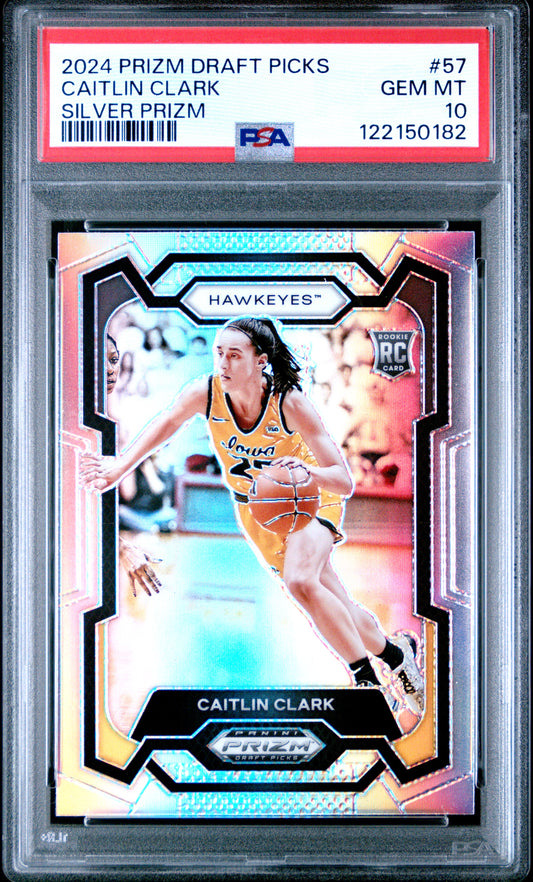 Caitlin Clark 2024 Panini Prizm Draft #57 Silver Prizm PSA 10 Gem Mint