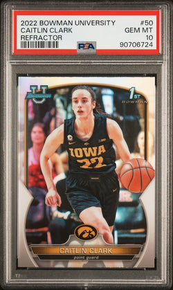 Caitlin Clark 2022 Bowman Chrome University Refractor #50 PSA 10 Gem Mint
