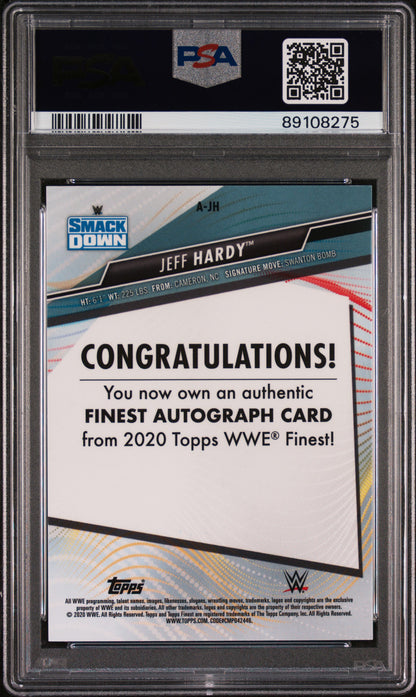 Jeff Hardy 2020 Topps WWE Finest Orange Refractor Auto #9/50 PSA 10 Gem Mint