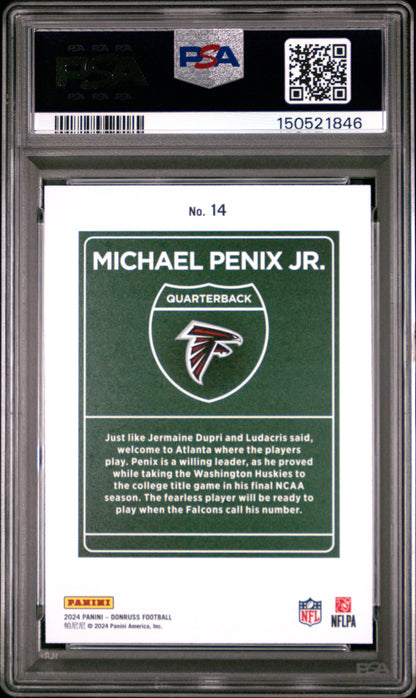 Michael Penix Jr. 2024 Donruss Downtown Rookie PSA 8 Nm-Mint