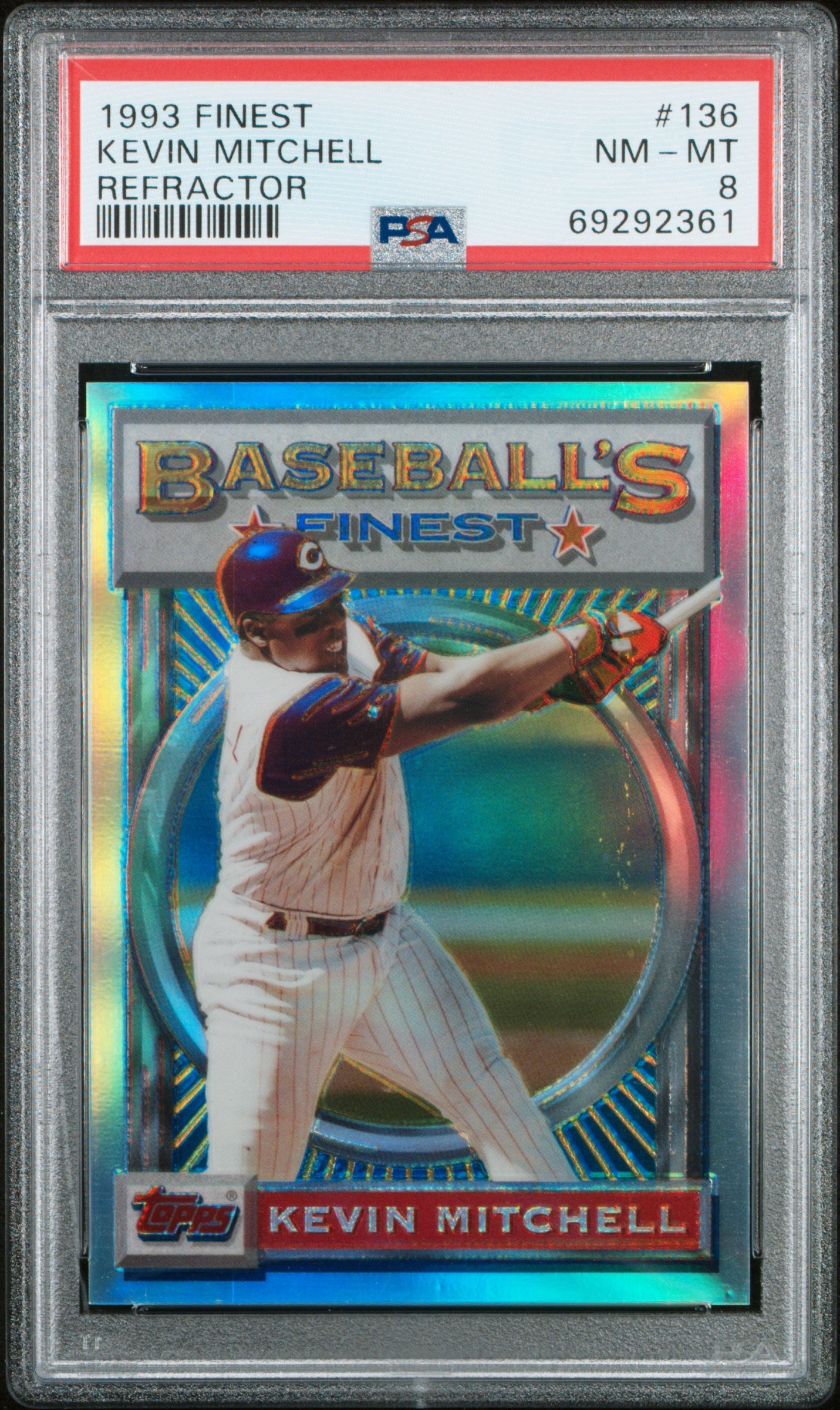 Kevin Mitchell 1993 Topps Finest Refractor #136 PSA 8 Nm-Mint