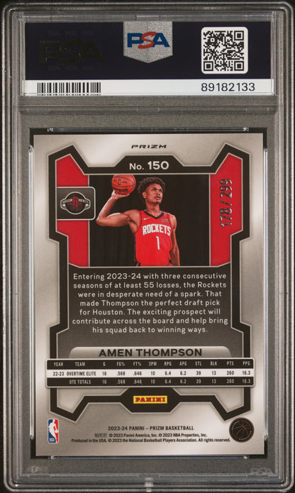 Amen Thompson 2023 Panini Prizm #150 Red Seismic #178/299 PSA 10 Gem Mint