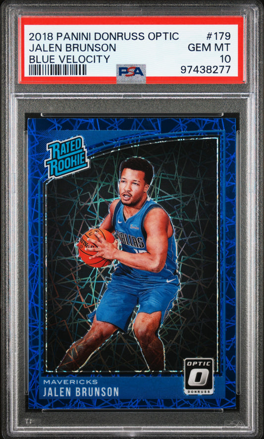 Jalen Brunson 2018 Donruss Optic #179 Blue Velocity PSA 10 Gem Mint 8277