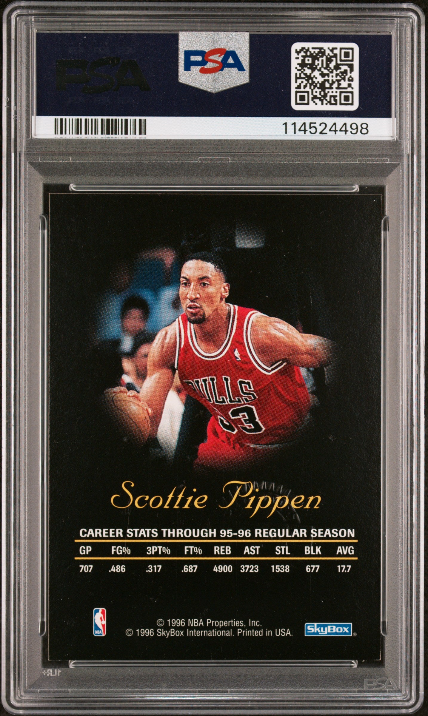 Scottie Pippen 1996 Skybox Premium Autographics PSA 7 Auto 8