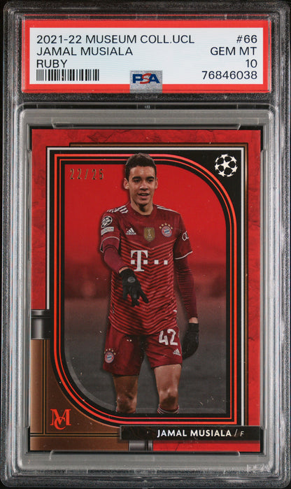 Jamal Musiala 2021 Museum Collection Champions League Ruby #22/25 PSA 10 Gem Mint