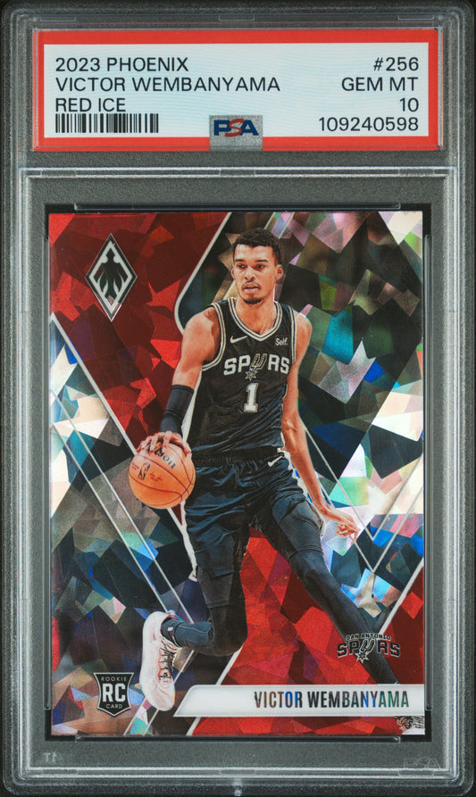 Victor Wembanyama 2023 Panini Phoenix Rookie #256 Red Ice PSA 10 Gem Mint