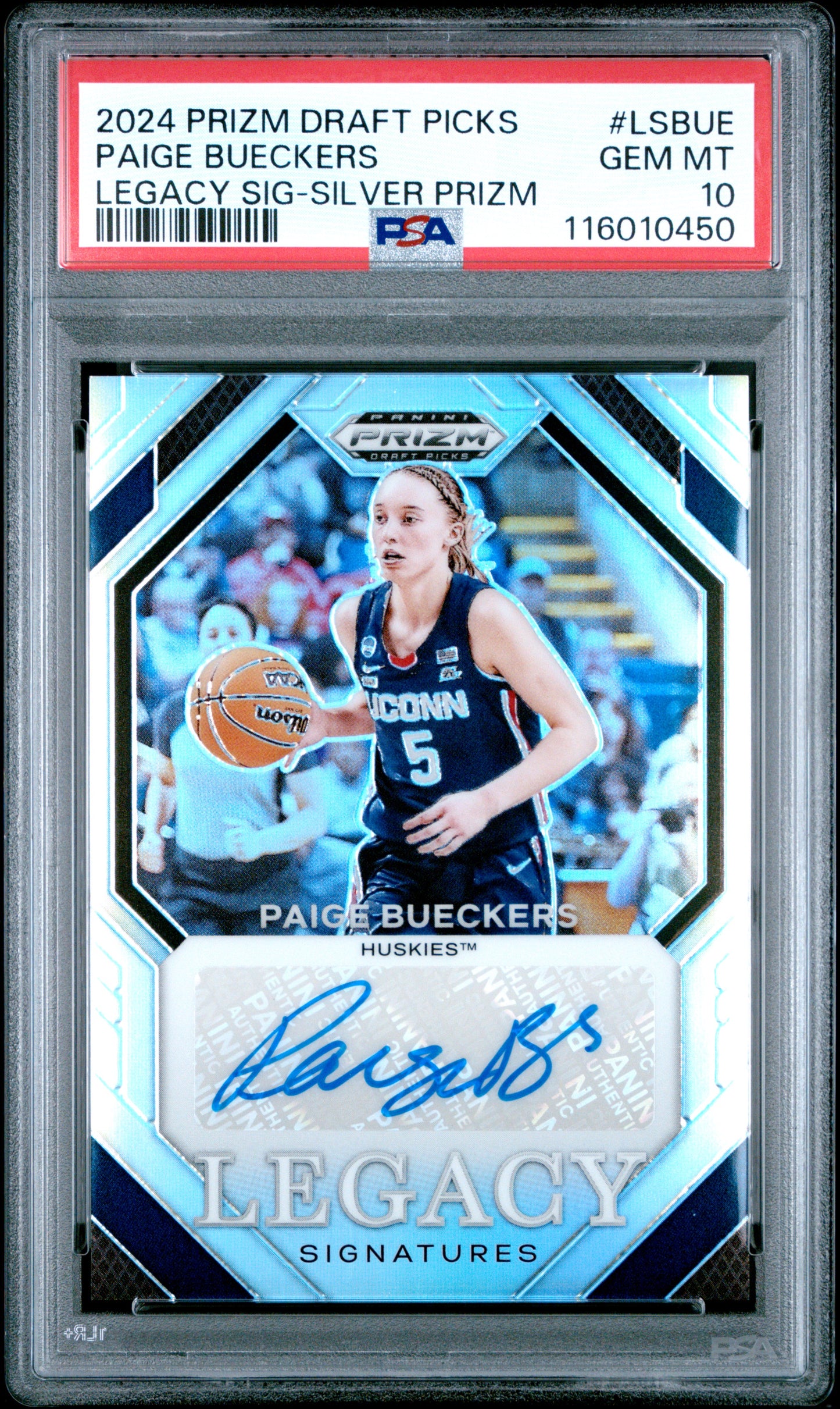 Paige Bueckers 2024 Panini Prizm Draft Legacy Silver Auto PSA 10 Gem Mint