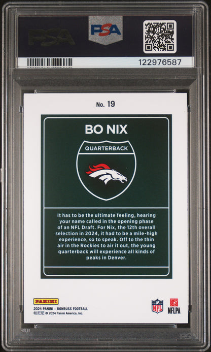 Bo Nix 2024 Donruss Downtown PSA 10 Gem Mint