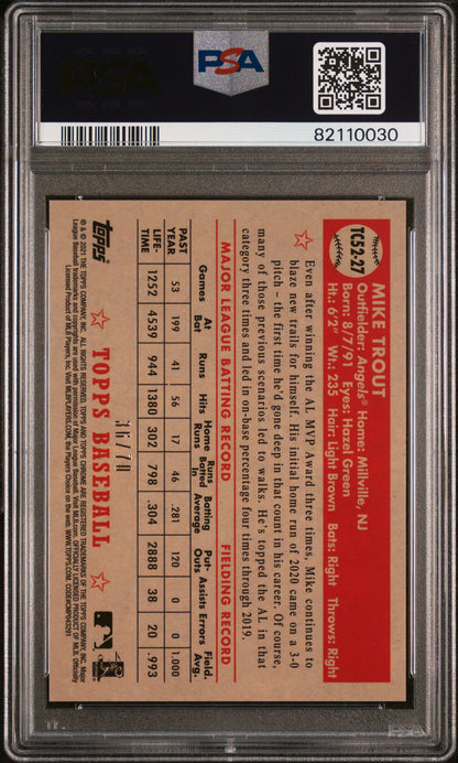 Mike Trout 2021 Topps 1952 Topps Chrome Red Refractor #36/70 PSA 10 Gem Mint