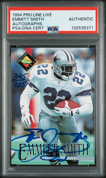Emmitt Smith 1994 Pro Line Live Autograph #345/925 PSA Authentic