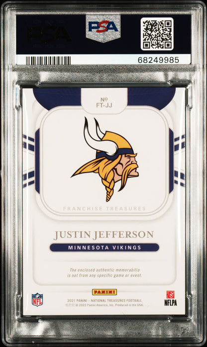 Justin Jefferson 2021 Panini National Treasures 1/1 Laundry Tag PSA 9 Mint