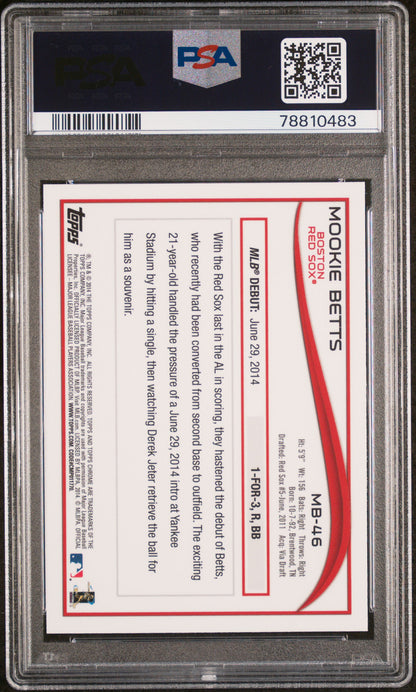 Mookie Betts 2014 Topps Chrome Update #MB-46 PSA 10 Gem Mint