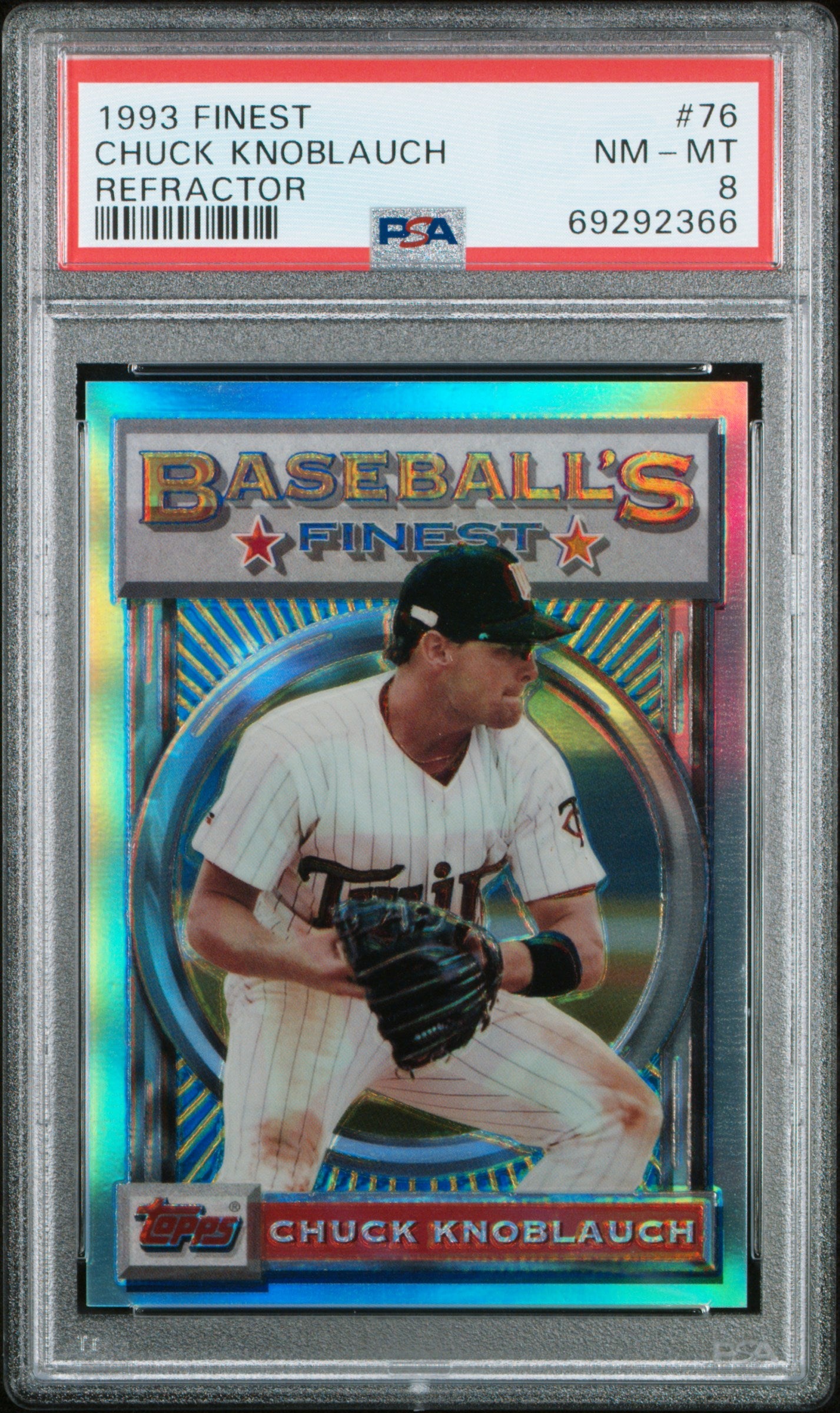 Chuck Knoblauch 1993 Topps Finest Refractor #76 PSA 8 Nm-Mint