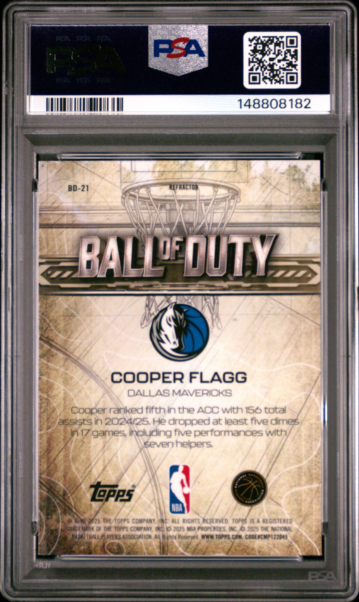 Cooper Flagg 2025 Topps Chrome Ball of Duty Refractor PSA 10 Gem Mint
