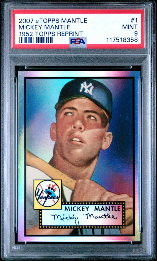 Mickey Mantle 2007 eTopps 1952 Topps Reprint #942/999 PSA 9 Mint