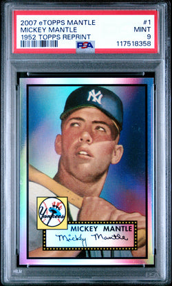 Mickey Mantle 2007 eTopps 1952 Topps Reprint #942/999 PSA 9 Mint