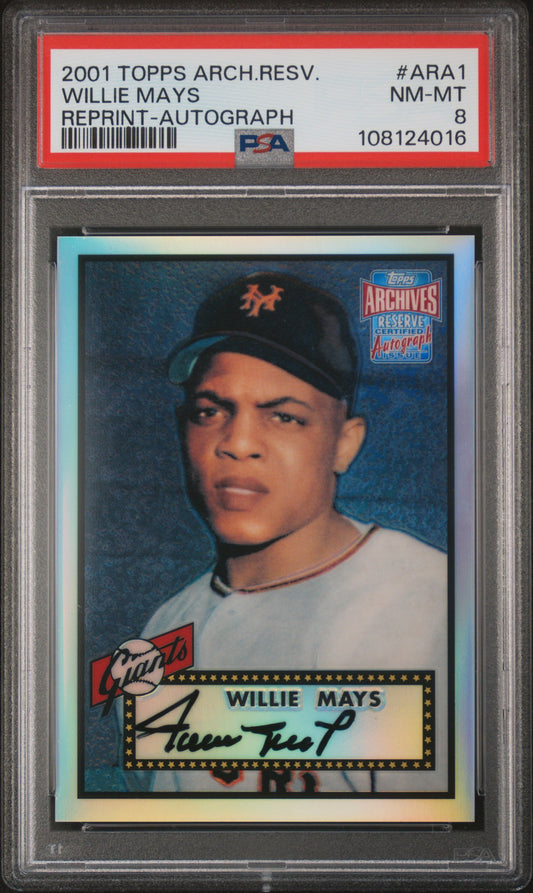 Willie Mays 2001 Topps Archives Reserve Reprint Autograph PSA 8 Nm-Mint