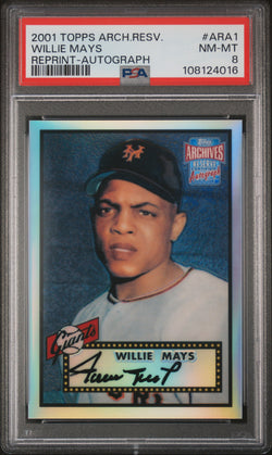 Willie Mays 2001 Topps Archives Reserve Reprint Autograph PSA 8 Nm-Mint