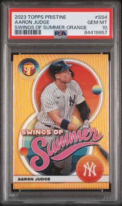 Aaron Judge 2023 Topps Pristine Swings of Summer Orange Refractor #7/25 PSA 10 Gem Mint