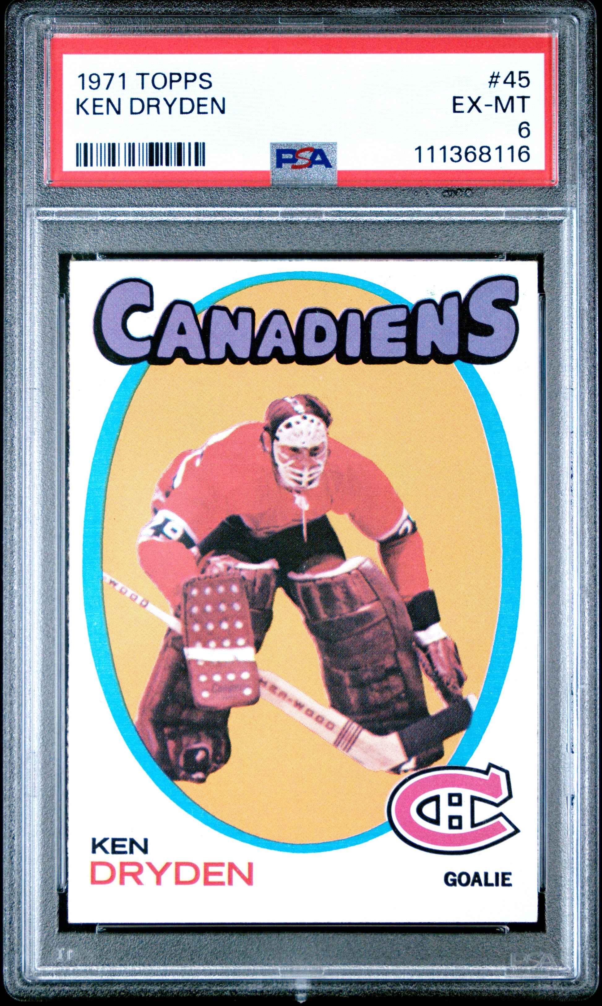 Ken Dryden 1971 Topps Rookie #45 PSA 6 Ex-Mt 8116