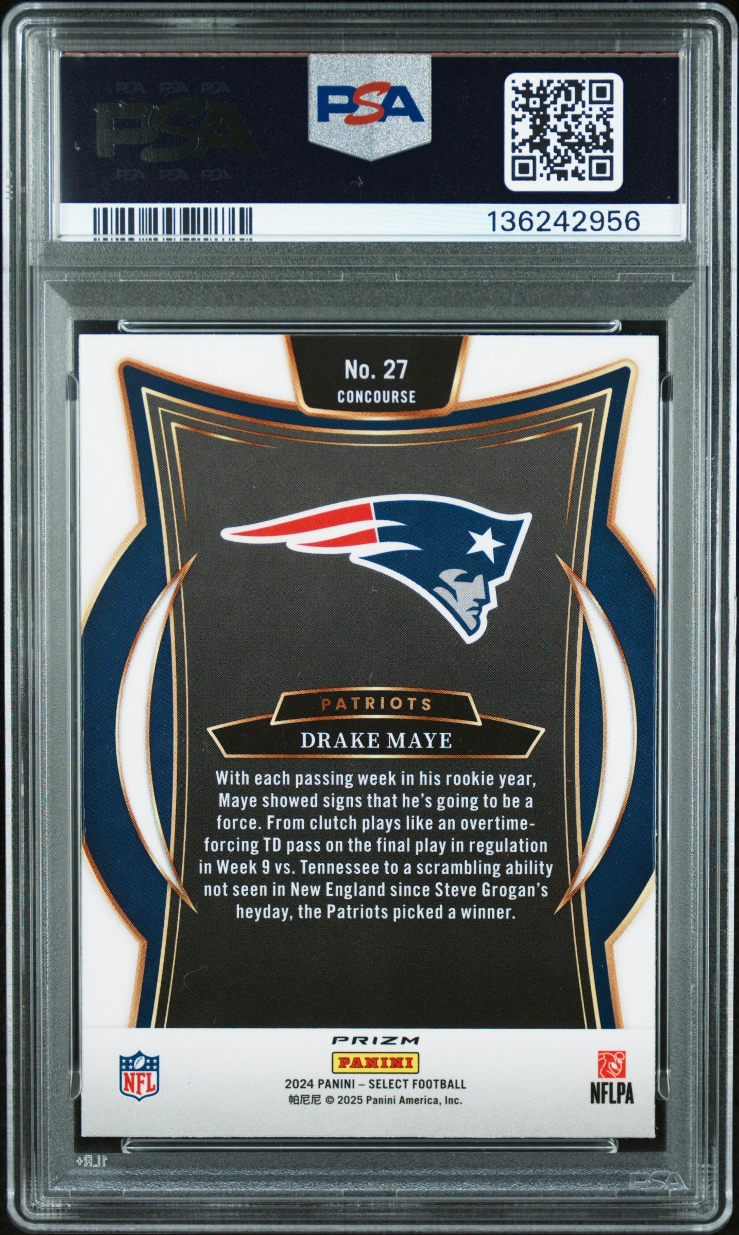 Drake Mays 2024 Panini Select Rookie #27 Zebra Shock PSA 8 Nm-Mint