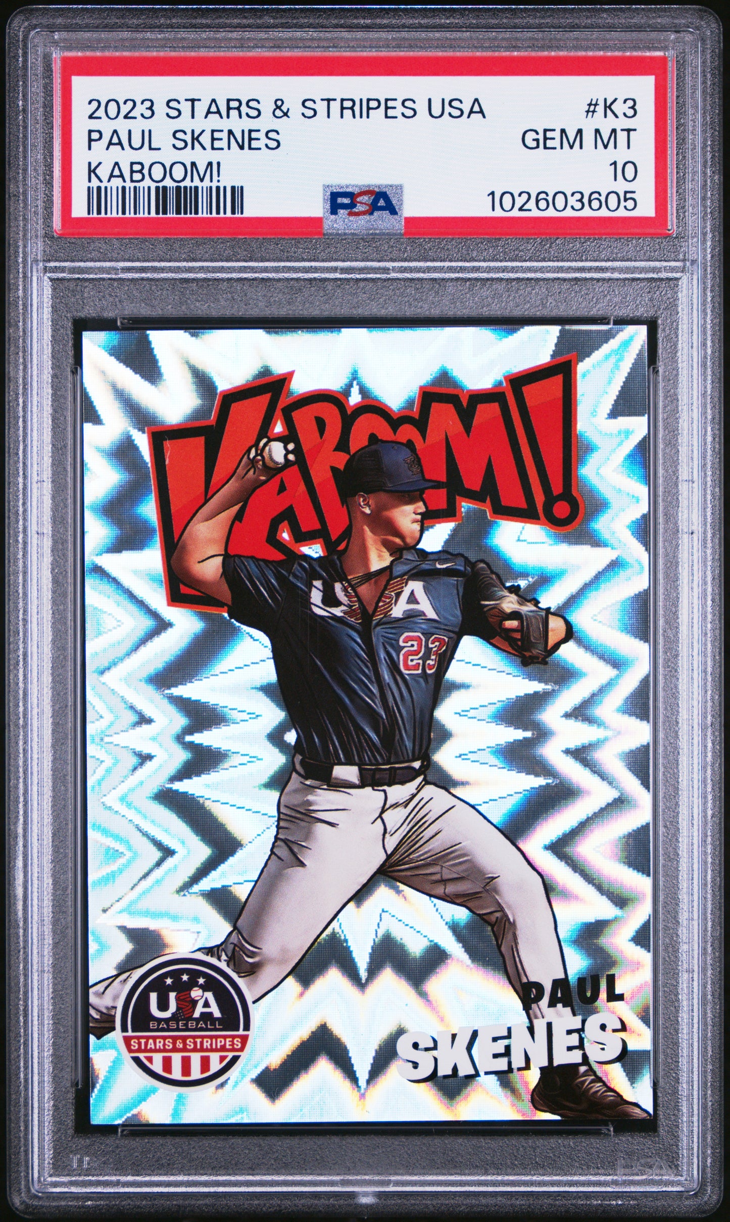 Paul Skenes 203 Panini Stars and Stripes Kaboom Rookie PSA 10 Gem Mint
