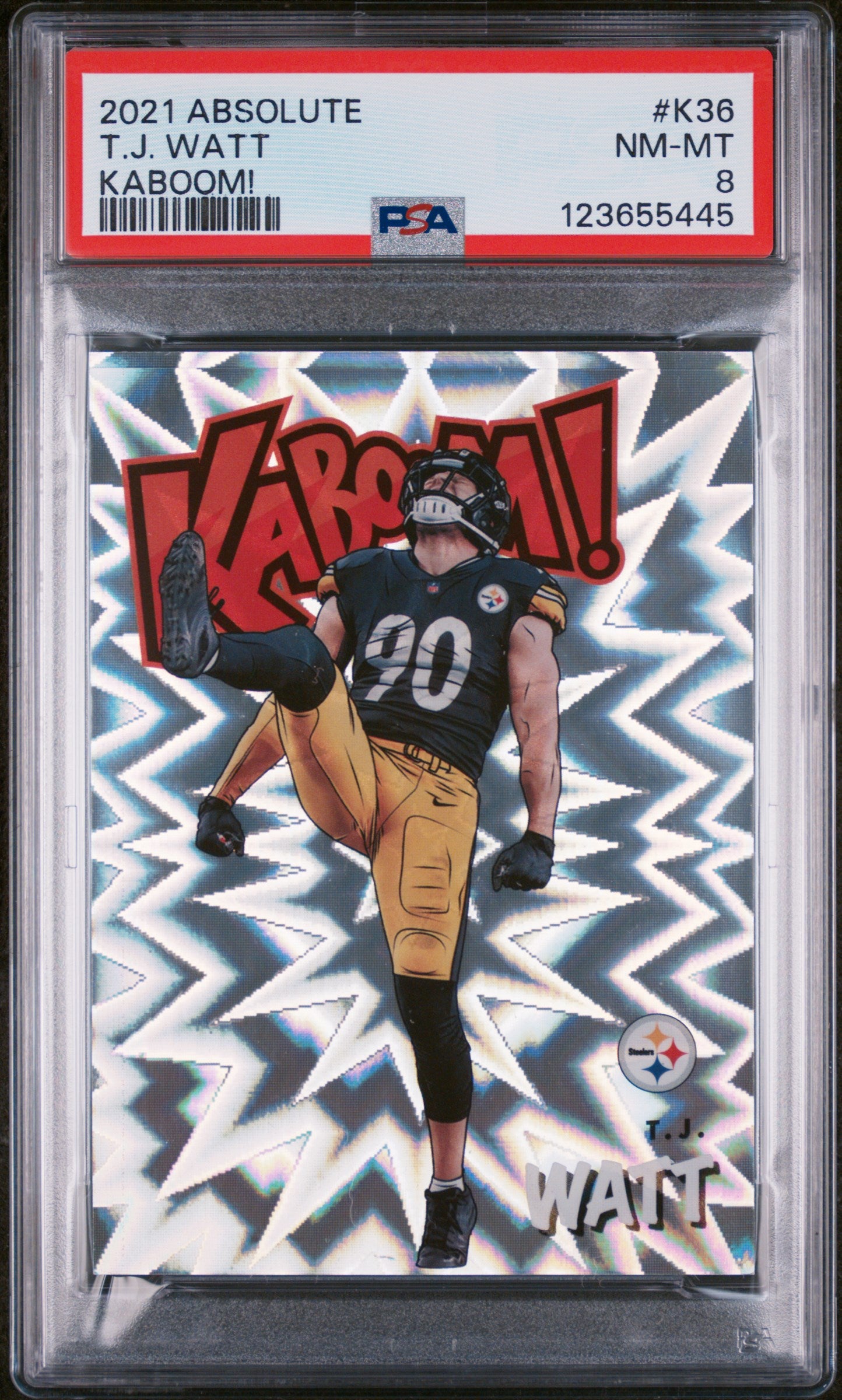 T.J. Watt 2021 Panini Absolute Kaboom #K36 PSA 8 Nm-Mint