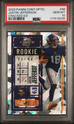 Justin Jefferson 2020 Panini Contenders Optic Cracked Ice Rookie #8/22 PSA 10 Gem Mint