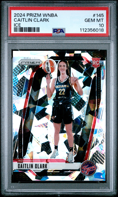 Caitlin Clark 2024 Panini Prizm WNBA Rookie #145 Ice PSA 10 Gem Mint