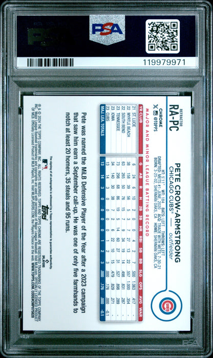 Pete Crow-Armstrong 2024 Topps Chrome Rookie Auto Refractor PSA 9 Mint