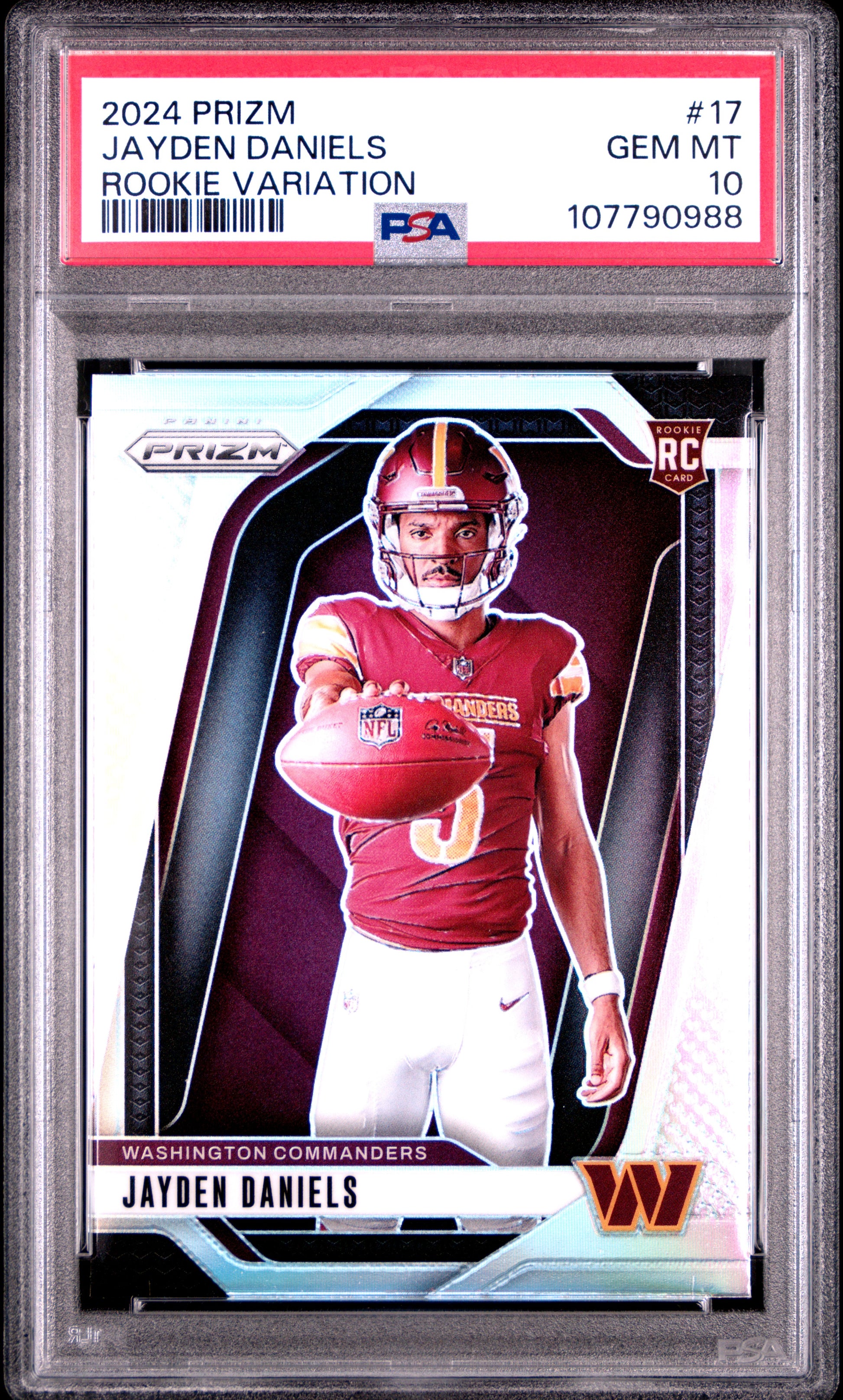 Jayden Daniels 2024 Prizm Rookie Variation Silver PSA 10 Gem Mint