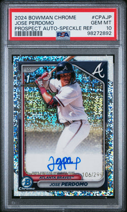 Jose Perdomo 2024 Bowman Chrome Auto Speckle Refractor #106/299 PSA 10 Gem Mint