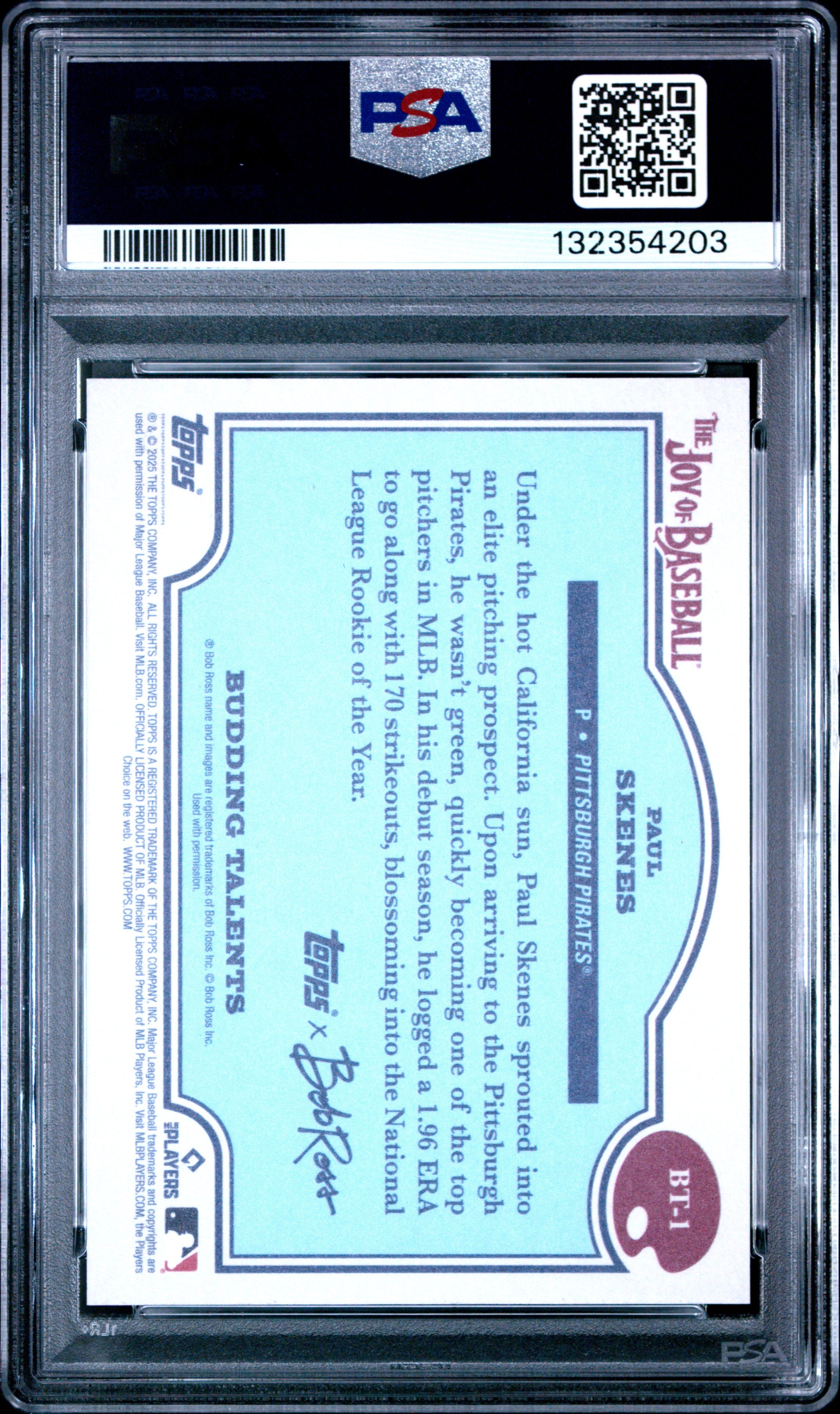 Paul Skenes 2025 Topps Bob Ross Budding Talents Prussion Blue #4/50 PSA 9 Mint