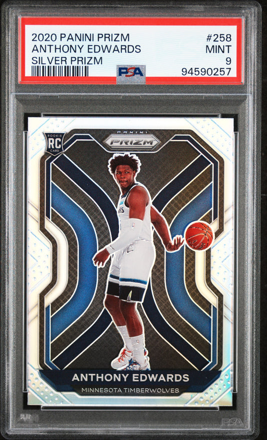 Anthony Edwards 2020 Panini Prizm Silver Prizm #258 PSA 9 Mint 0257