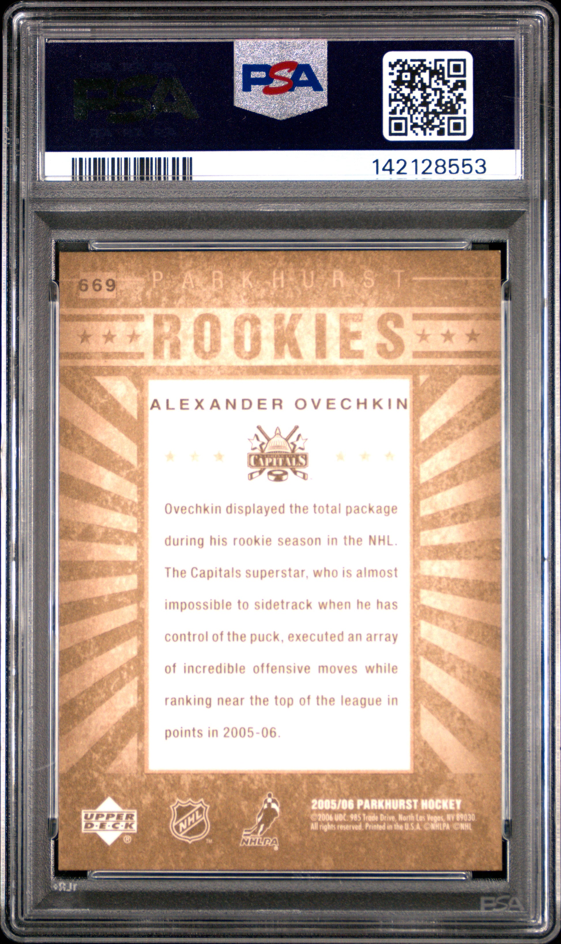 Alex Ovechkin 2005 Parkhurst Rookie #669 PSA 9 Mint