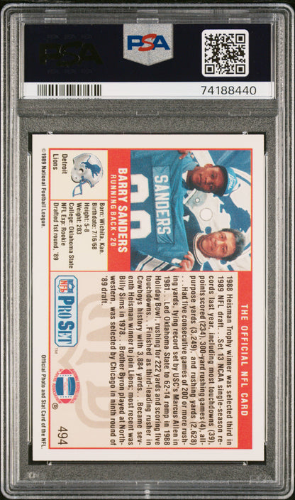 Barry Sanders 1989 Pro Set #484 PSA 10 Gem Mint 8440