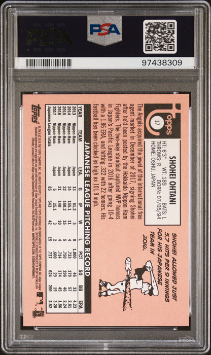 Shohei Ohtani 2018 Topps Heritage Rookie #17 Action PSA 9 Mint