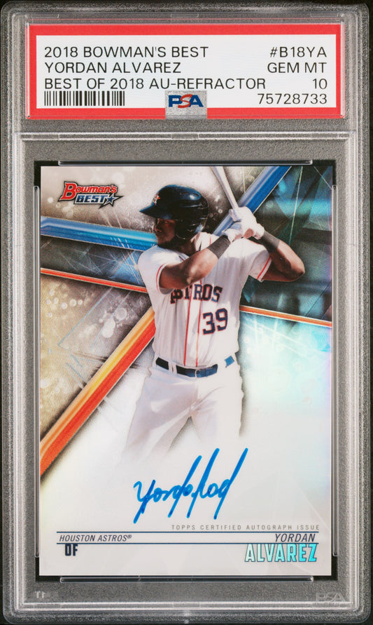 Yordan Alvarez 2018 Bowmans Best Refactor Auto RC PSA 10 Gem Mint