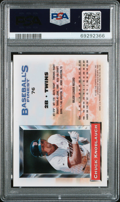 Chuck Knoblauch 1993 Topps Finest Refractor #76 PSA 8 Nm-Mint