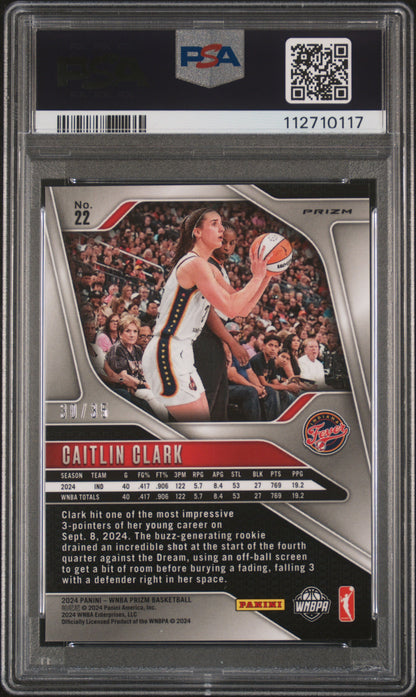 Caitlin Clark 2024 Panini Prizm WNBA White Ice #30/35 PSA 9 Mint